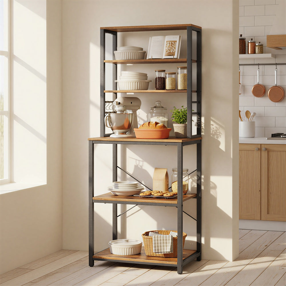 Industrial-Style Kitchen Storage Unit, 40 x 60 x 167 cm, Brown - image 4