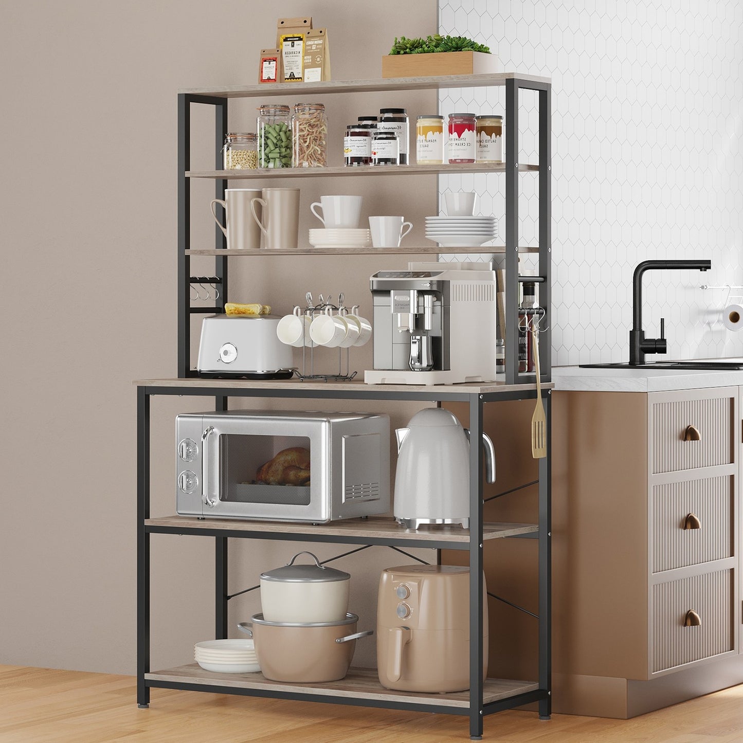Industrial-Style Kitchen Storage Unit, 40 x 60 x 167 cm, Brown - image 31