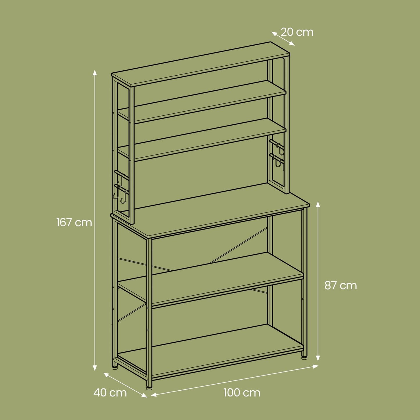 Industrial-Style Kitchen Storage Unit, 40 x 60 x 167 cm, Brown - image 34