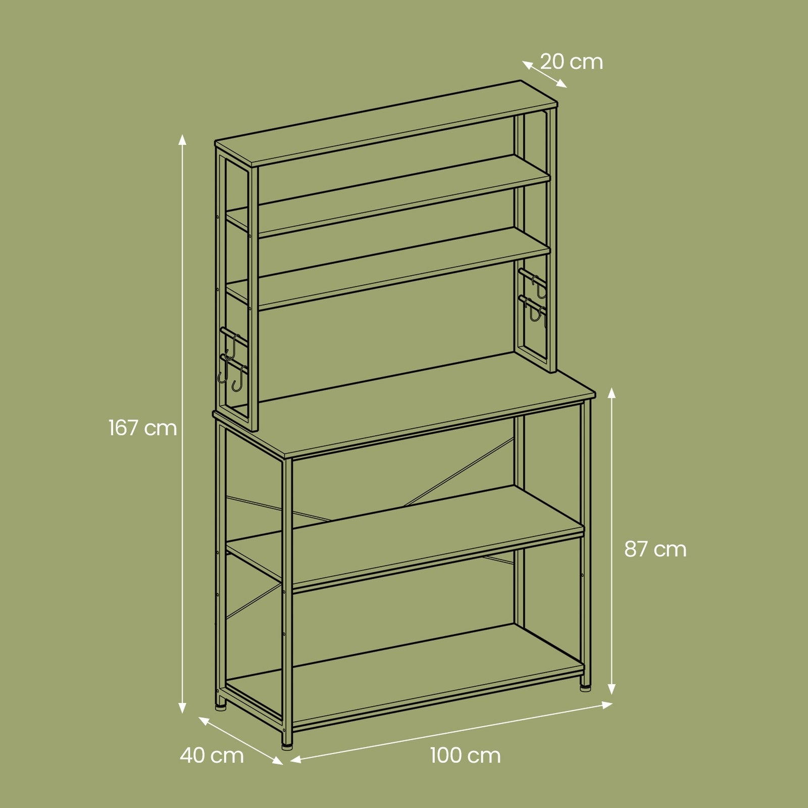 Industrial-Style Kitchen Storage Unit, 40 x 60 x 167 cm, Brown - image 34