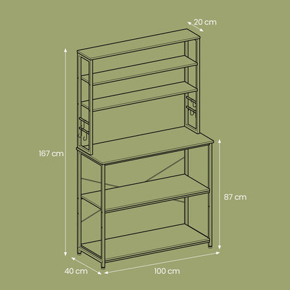 Industrial-Style Kitchen Storage Unit, 40 x 60 x 167 cm, Brown - image 34