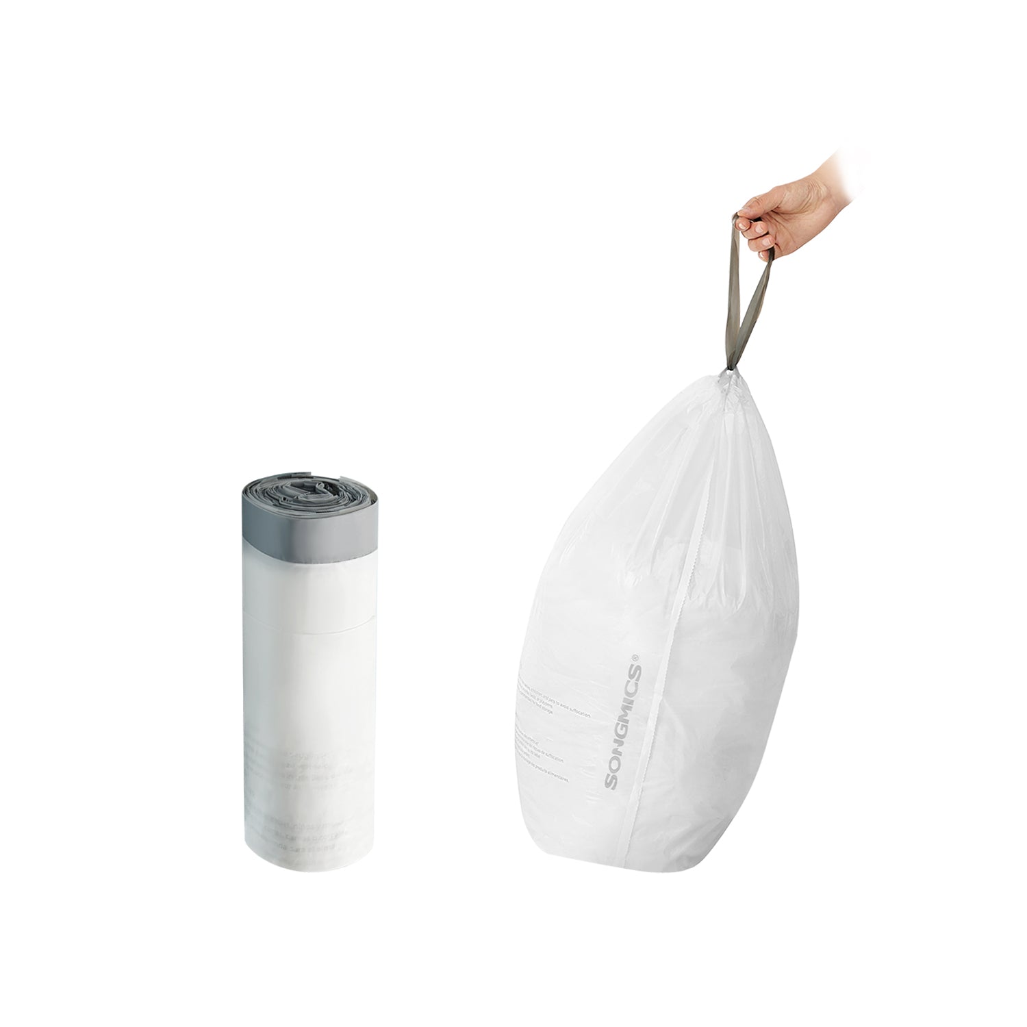 Drawstring Trash Bags, 120-Piece Heavy-Duty Pre-Separated Bin Liners, for Kitchen Waste, 4-5.3 Gallon, White - image 10
