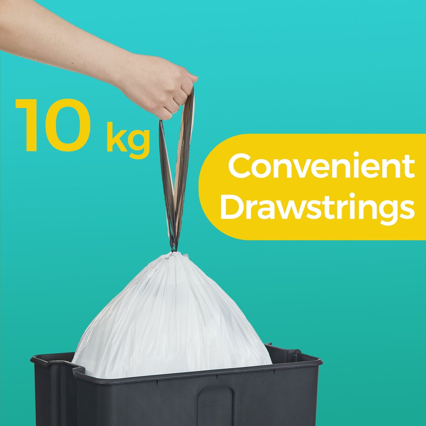 Drawstring Trash Bags, 120-Piece Heavy-Duty Pre-Separated Bin Liners, for Kitchen Waste, 4-5.3 Gallon, White - image 13