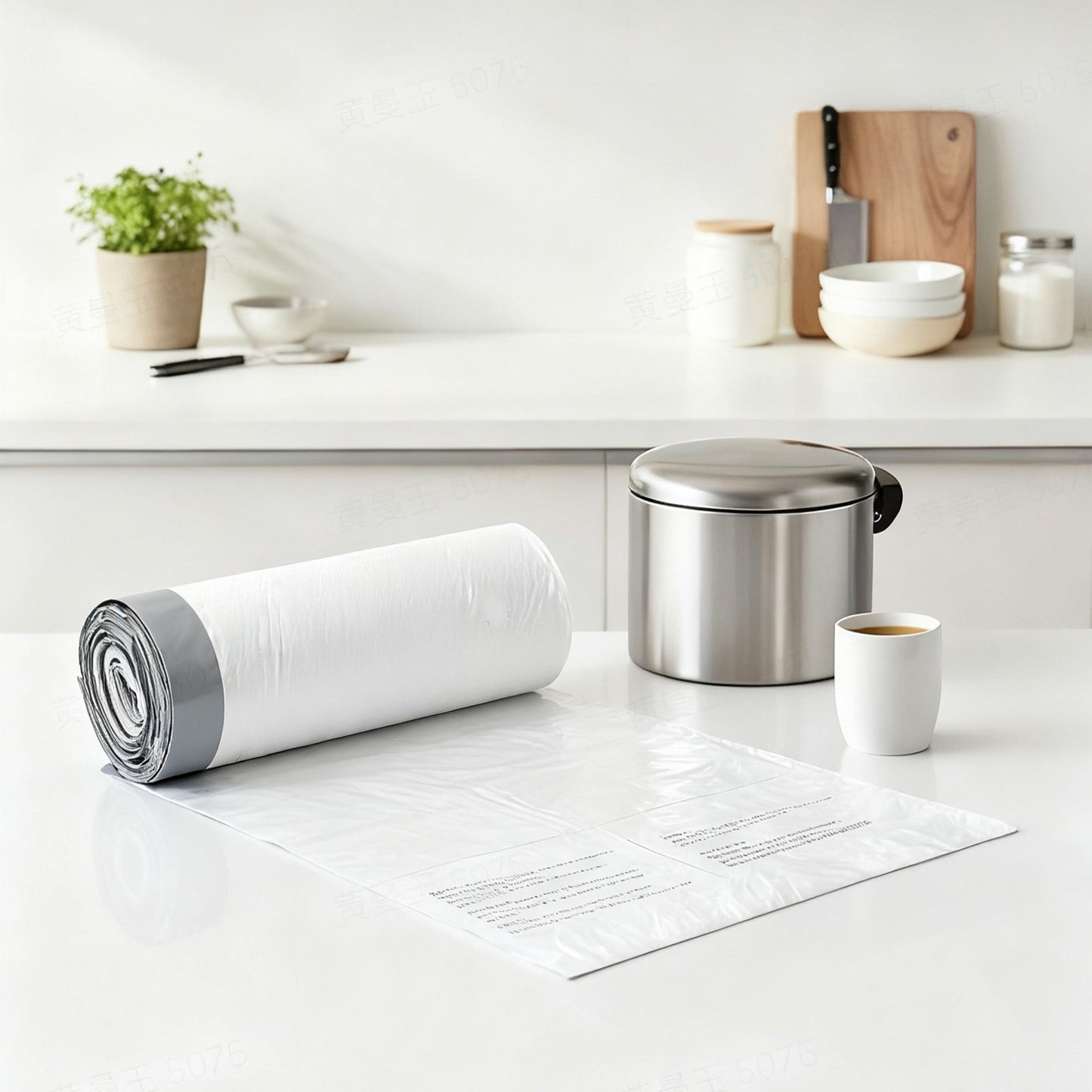 Drawstring Trash Bags, 120-Piece Heavy-Duty Pre-Separated Bin Liners, for Kitchen Waste, 4-5.3 Gallon, White - image 18