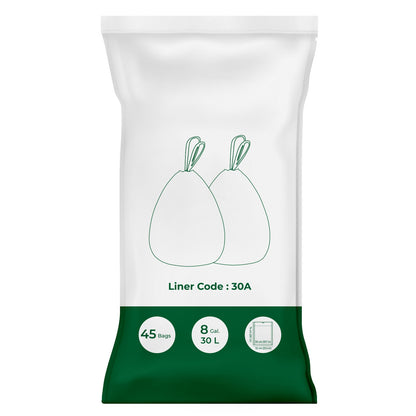 Drawstring Trash Bags, 180-Piece Heavy-Duty Pre-Separated Bin Liners, for Kitchen Waste, 8 Gallon, White - image 10