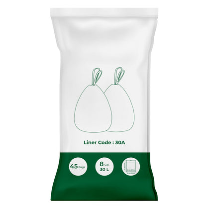 Drawstring Trash Bags, 180-Piece Heavy-Duty Pre-Separated Bin Liners, for Kitchen Waste, 8 Gallon, White - image 9