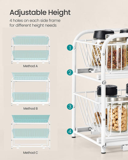 Cupboard Organiser 2-Tier Under Sink Storage Organiser Matte White - image 4