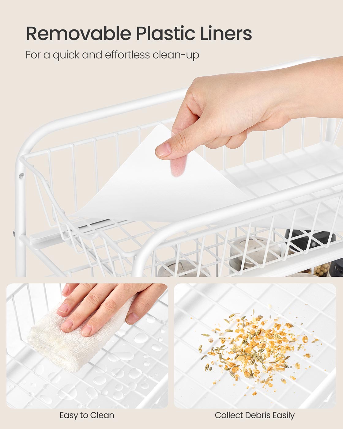 Cupboard Organiser 2-Tier Under Sink Storage Organiser Matte White - image 6