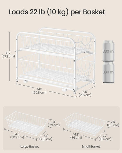 Cupboard Organiser 2-Tier Under Sink Storage Organiser Matte White - image 7