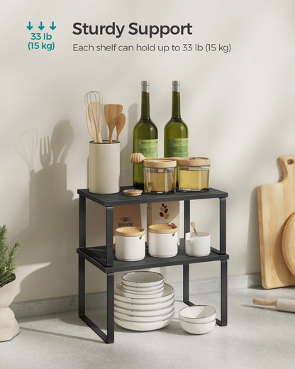 Set of 2 Cupboard Shelf Organisers Ink Black and Ebony Black - image 4