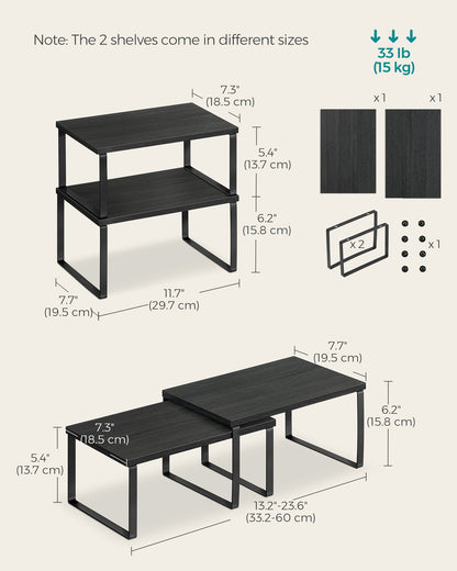 Set of 2 Cupboard Shelf Organisers Ink Black and Ebony Black - image 6