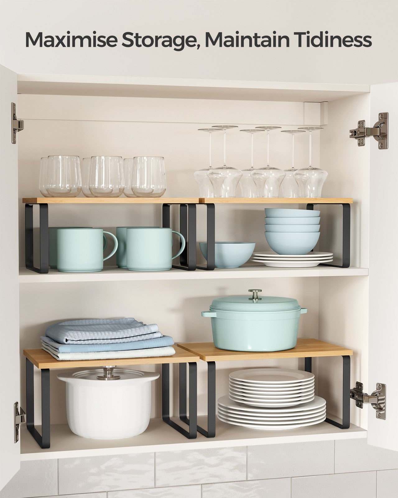 Set of 2 Cupboard Shelf Organisers Ink Black and Ebony Black - image 31