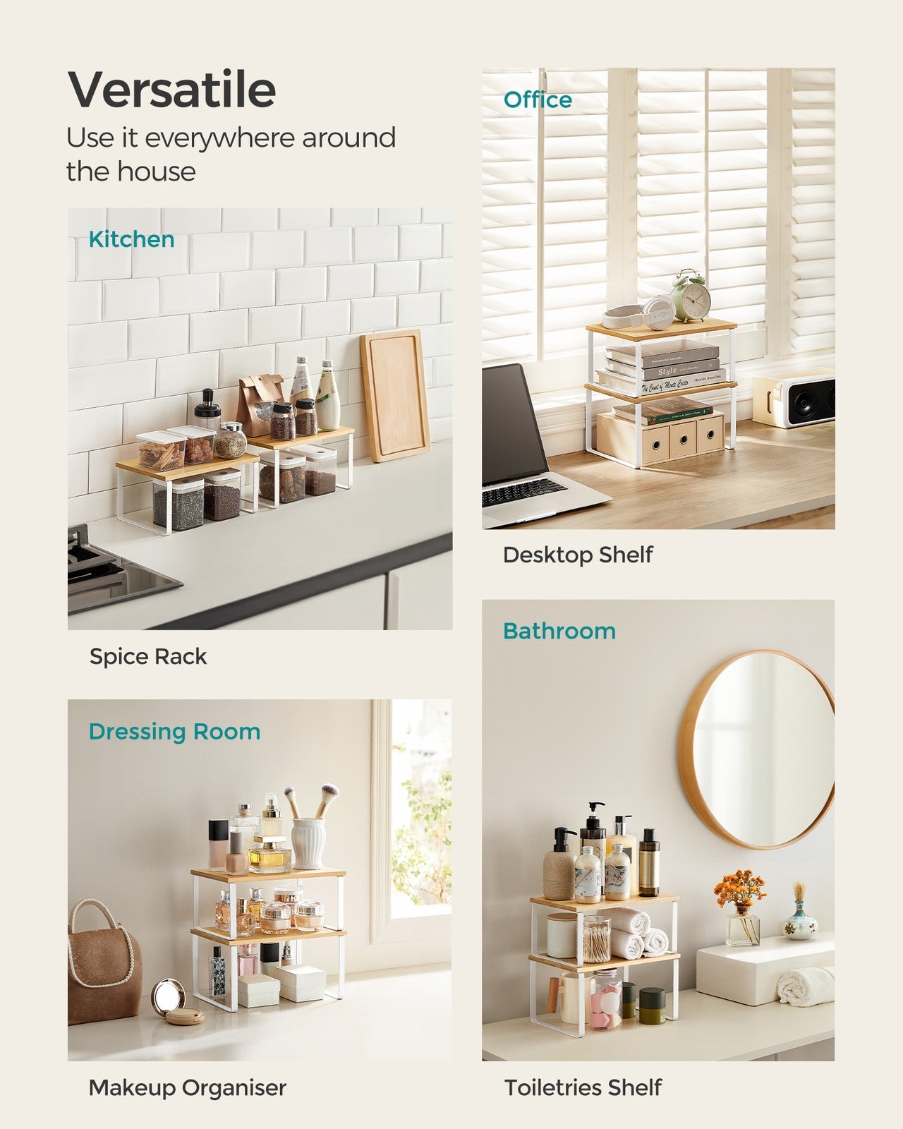 Set of 2 Cupboard Shelf Organisers Ink Black and Ebony Black - image 26