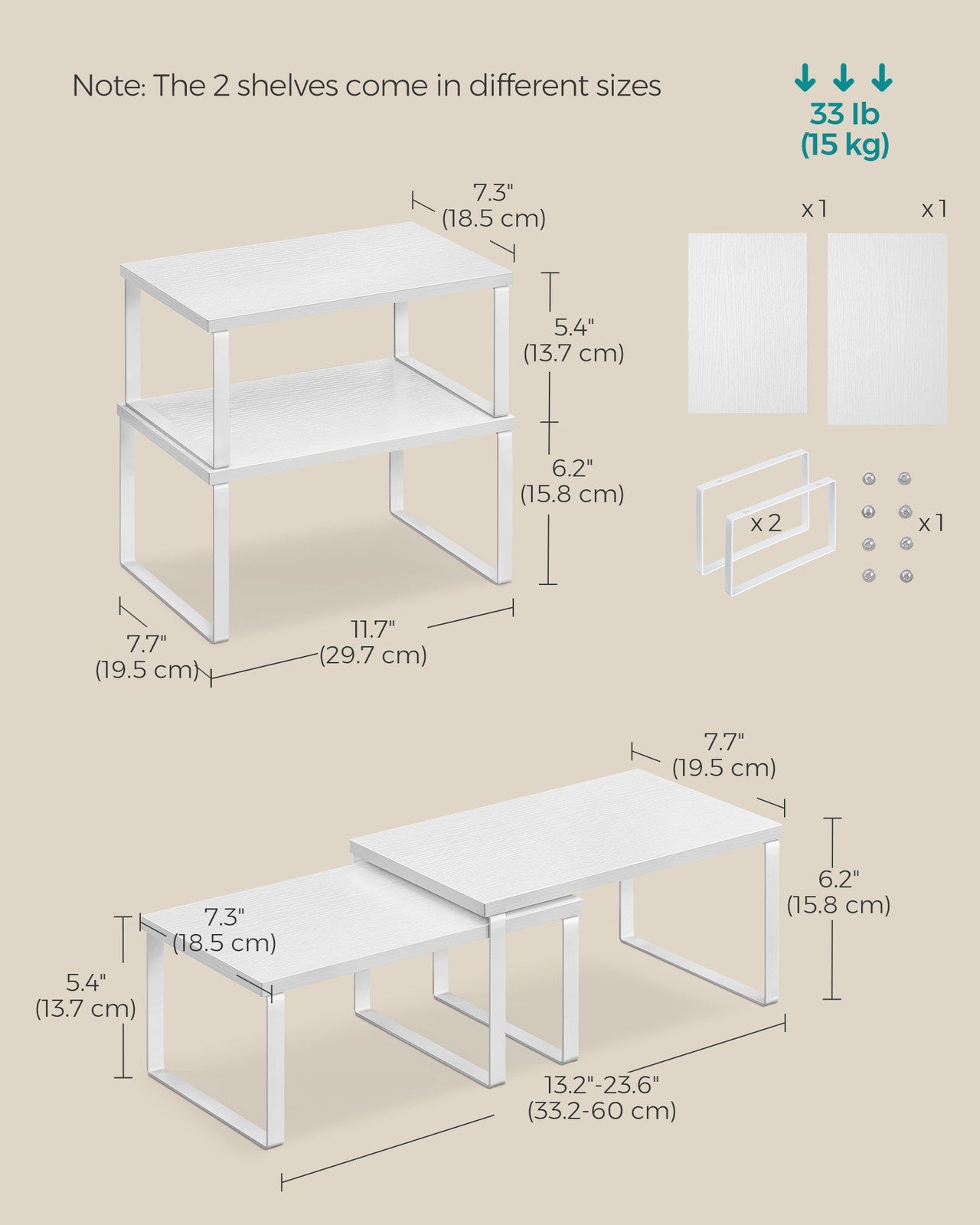 Set of 2 Cupboard Shelf Organisers Ink Black and Ebony Black - image 13