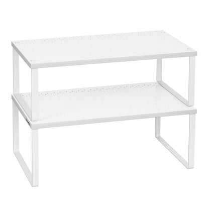Spice Racks Set of 2 Cupboard Organisers Stackable Expandable White - image 1