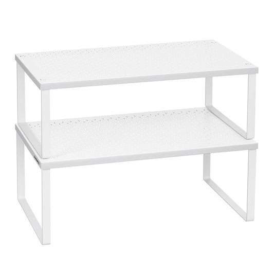 Spice Racks Set of 2 Cupboard Organisers Stackable Expandable White - image 1