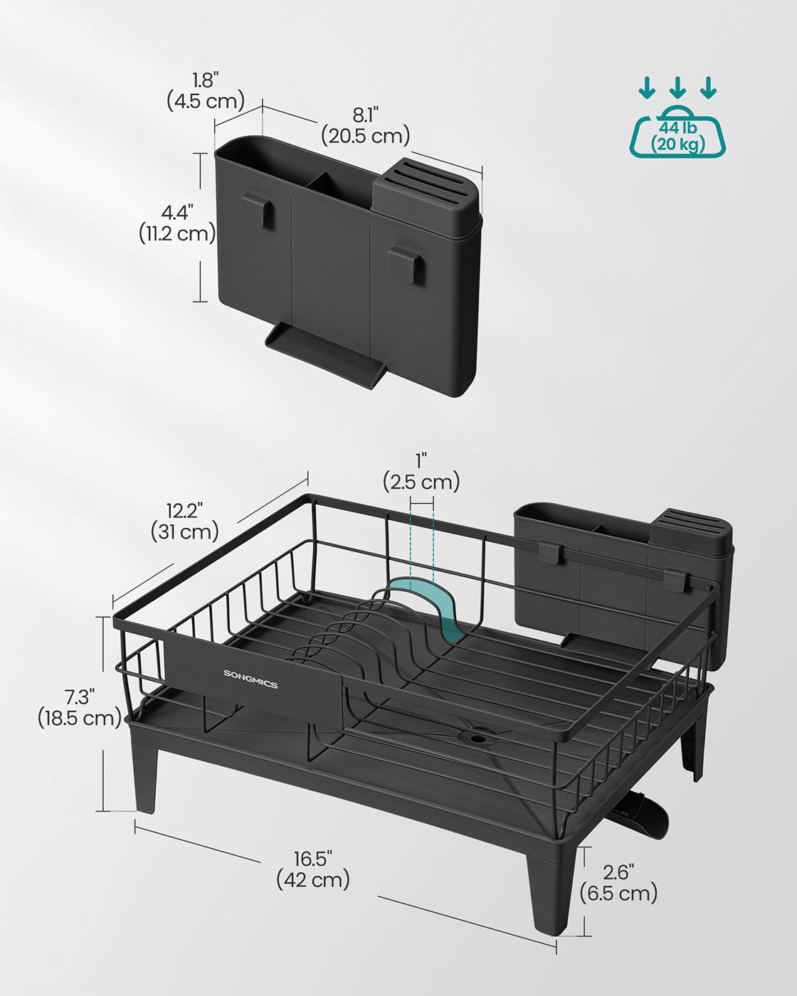 Dish Drying Rack 360° Rotatable and Extendable Spout Ink Black - image 6
