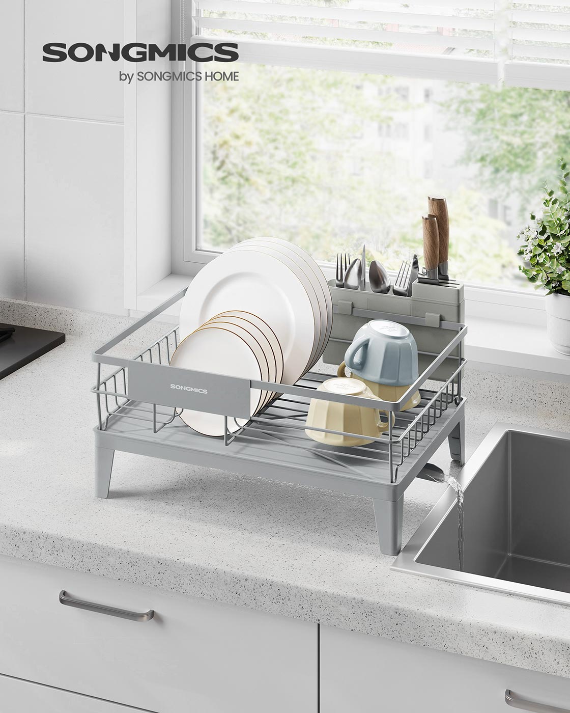 Dish Drying Rack 360° Rotatable and Extendable Spout Ink Black - image 11