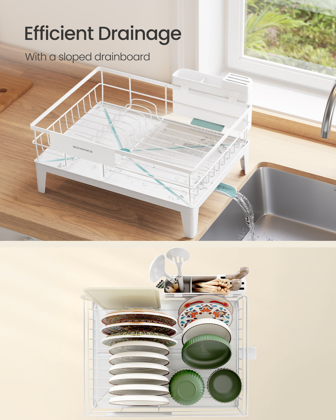Dish Drying Rack 360° Rotatable and Extendable Spout Ink Black - image 29