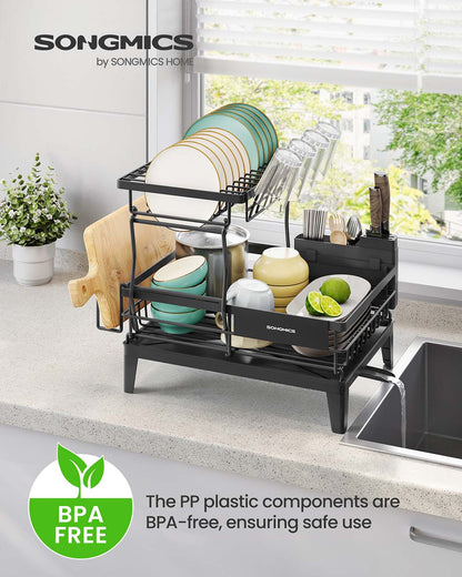 Dish Drying Rack 360° Rotatable and Extendable Spout Ink Black - image 19