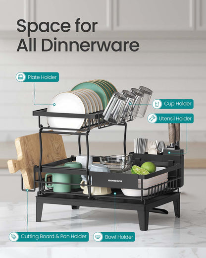 Dish Drying Rack 360° Rotatable and Extendable Spout Ink Black - image 20