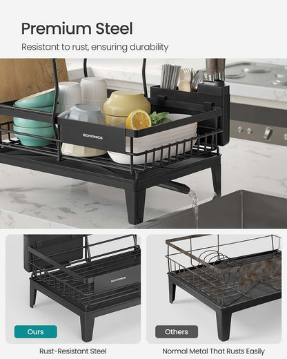 Dish Drying Rack 360° Rotatable and Extendable Spout Ink Black - image 21