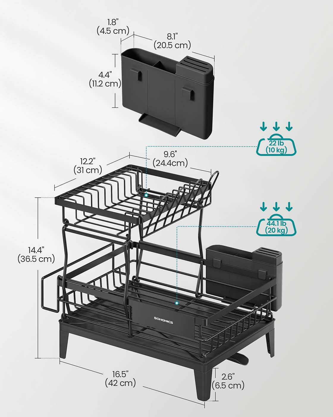 Dish Drying Rack 360° Rotatable and Extendable Spout Ink Black - image 23