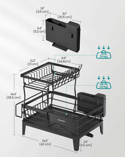 Dish Drying Rack 360° Rotatable and Extendable Spout Ink Black - image 23