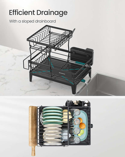 Dish Drying Rack 360° Rotatable and Extendable Spout Ink Black - image 24