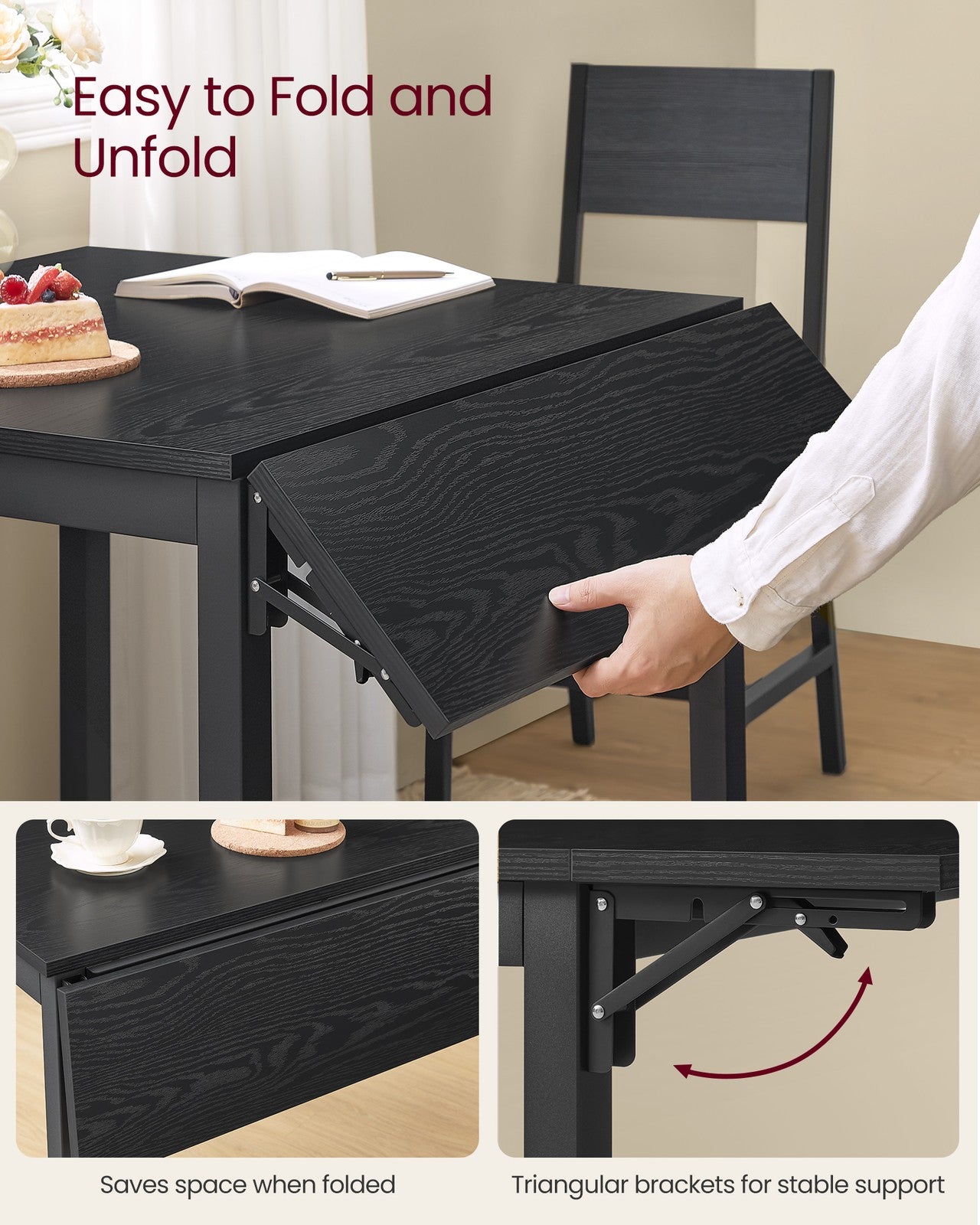 Extendable Dining Table Rustic Brown and Ink Black - image 22