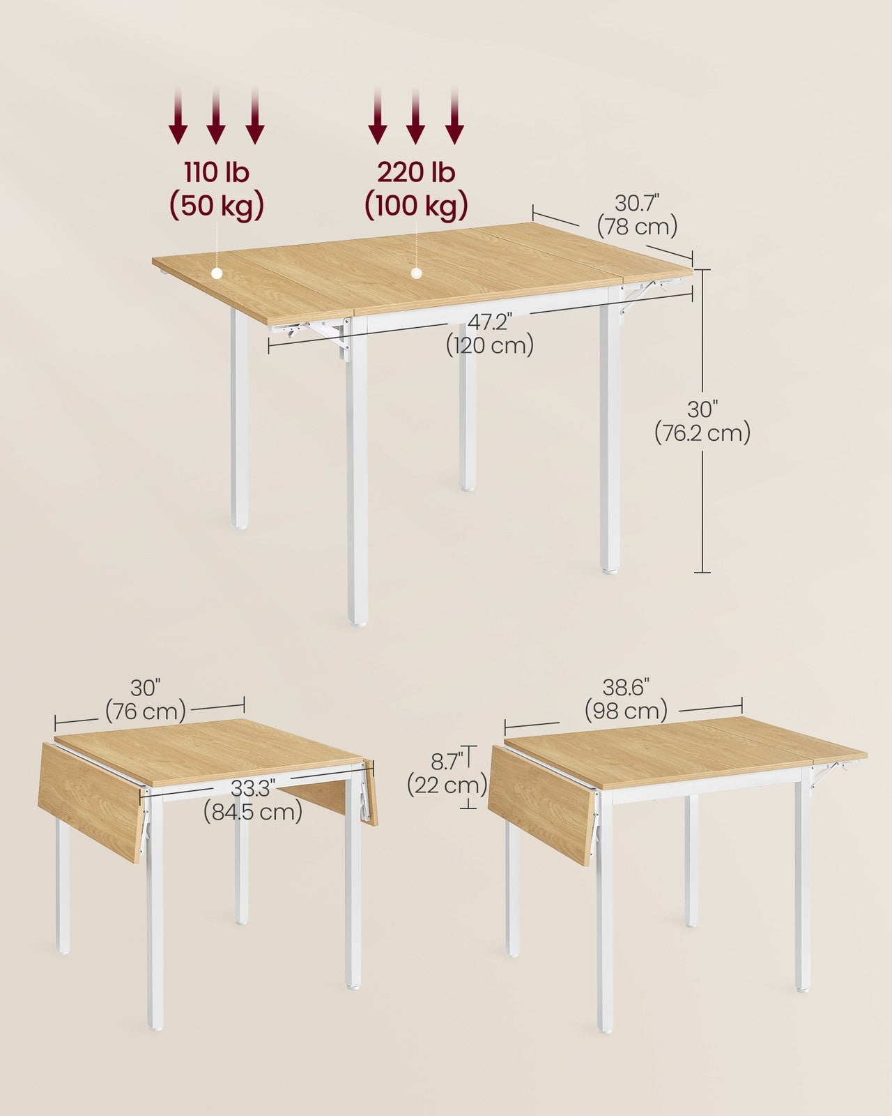 Extendable Dining Table Rustic Brown and Ink Black - image 17