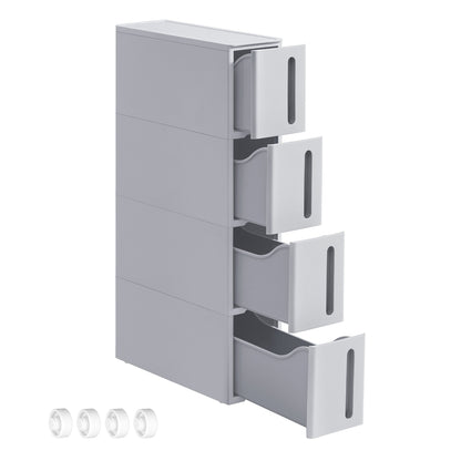 Plastic Storage Tower on Wheels with 4 Levels Grey - image 1