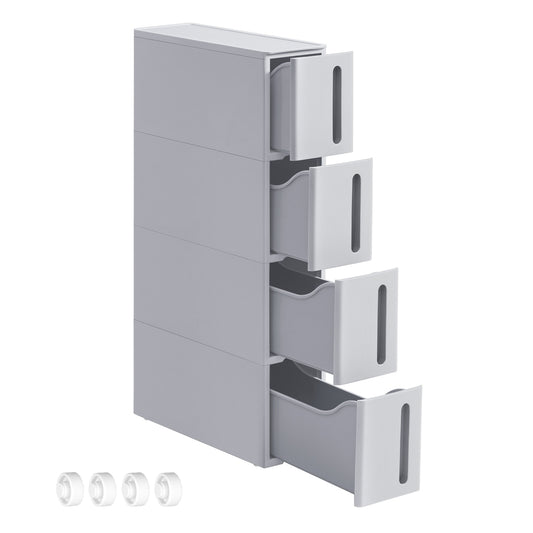 Plastic Storage Tower on Wheels with 4 Levels Grey - image 1