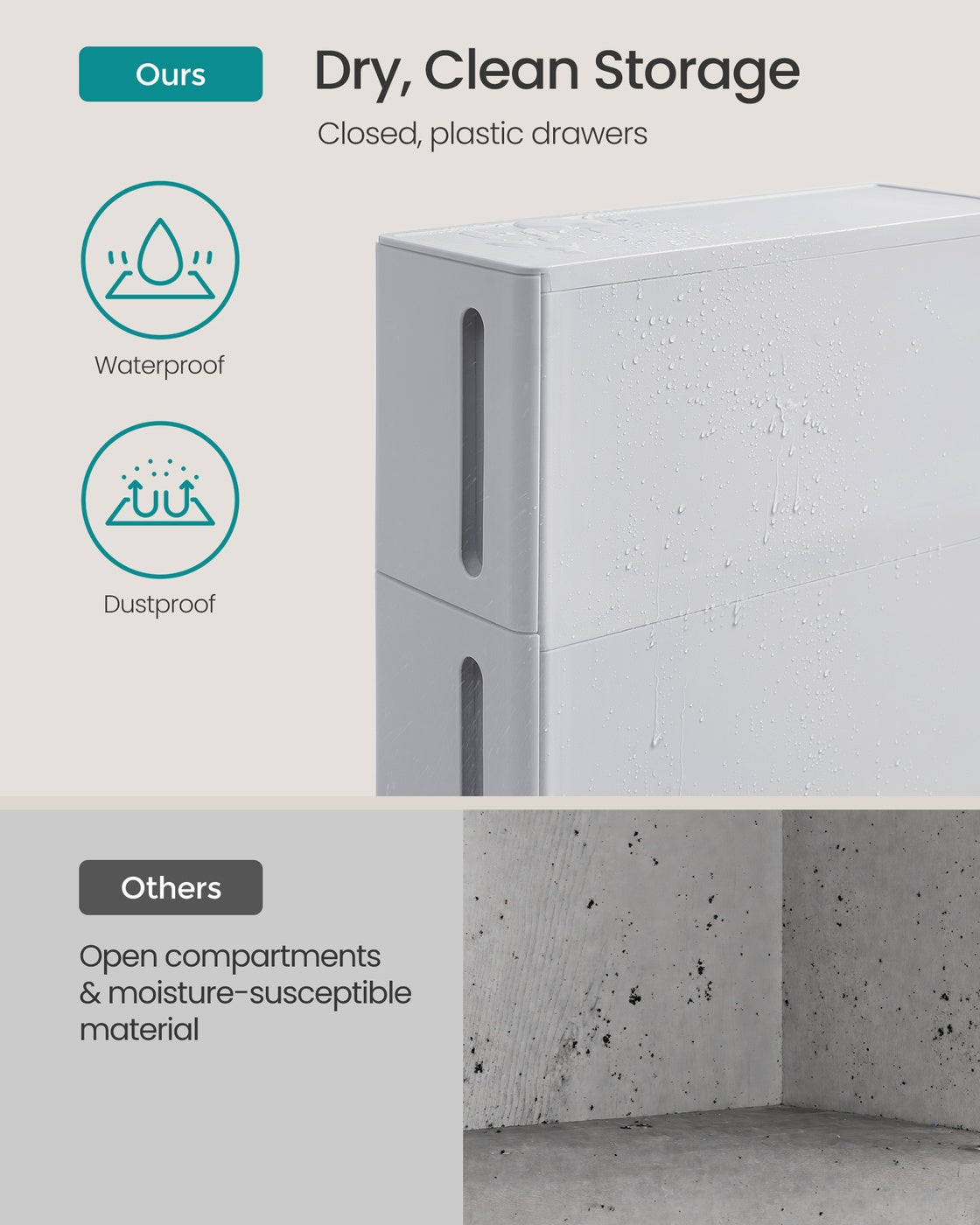 Plastic Storage Tower on Wheels with 4 Levels Grey - image 3