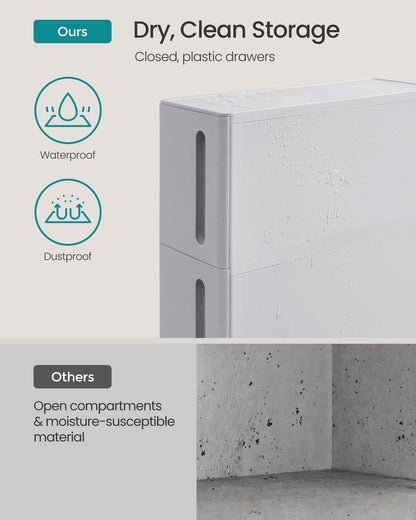 Plastic Storage Tower on Wheels with 4 Levels Grey - image 3