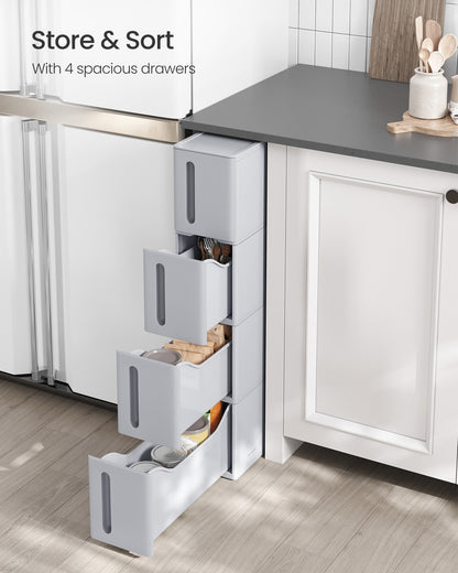 Plastic Storage Tower on Wheels with 4 Levels Grey - image 4