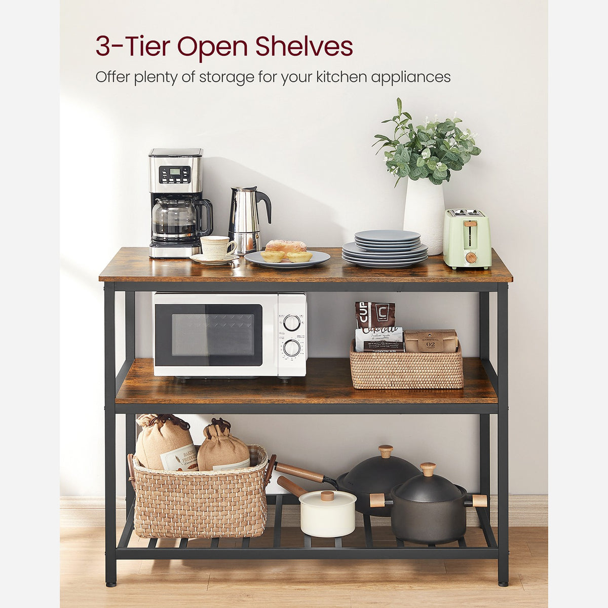 47" Kitchen Island with 3 Shelves