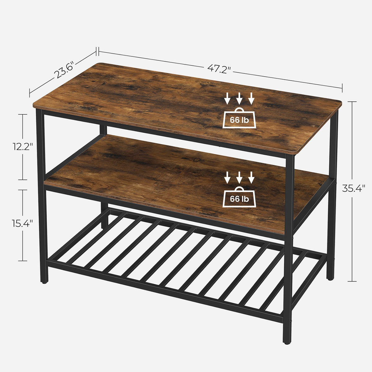 Kitchen Island with 3 Shelves | Kitchen Shelf with Large Worktop