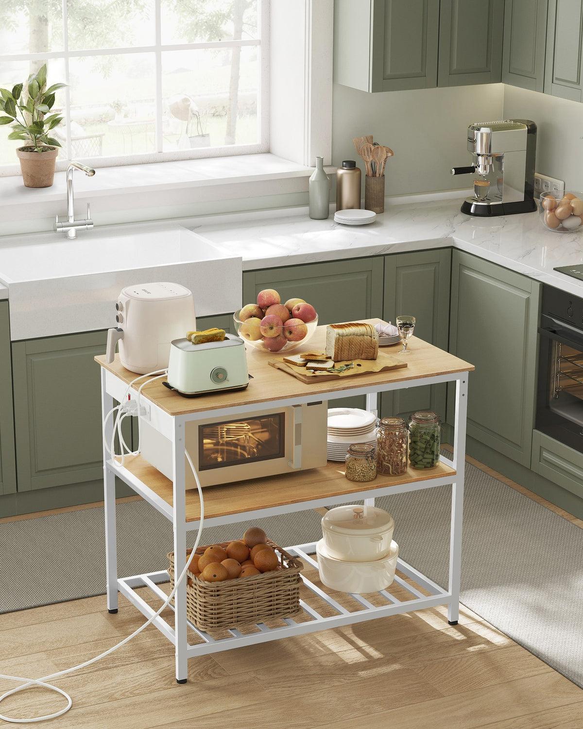 Kitchen Island with 3 Shelves