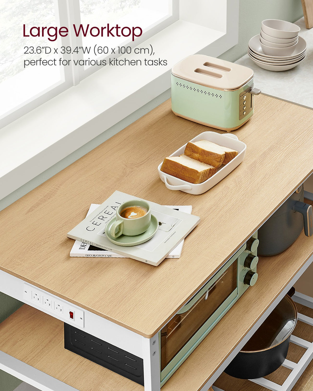 Kitchen Island with 3 Shelves