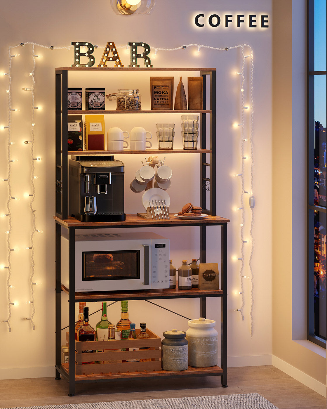 Kitchen Storage Rack with 6 Shelves and 6 Hooks - image 13
