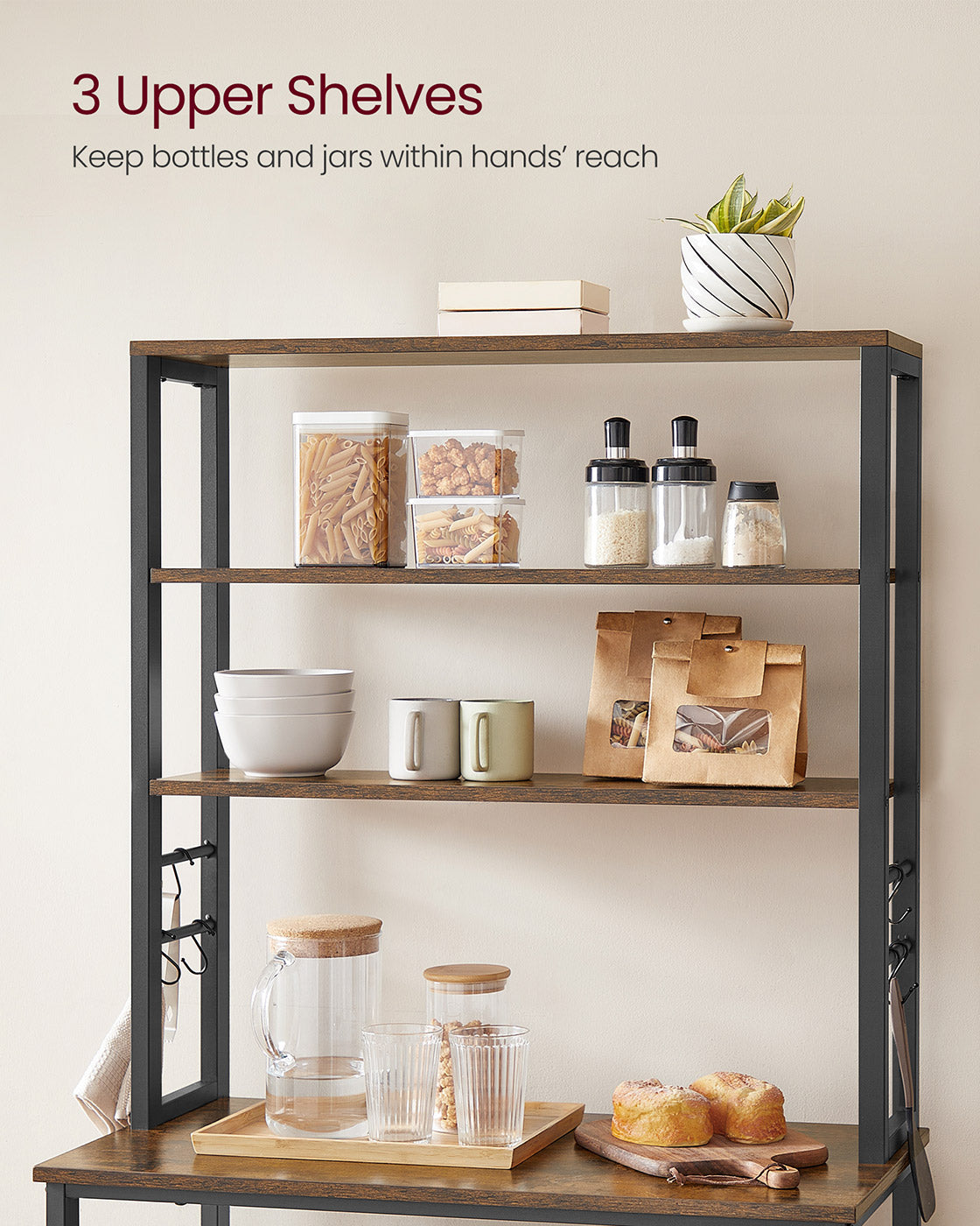 Kitchen Storage Rack with 6 Shelves and 6 Hooks - image 14