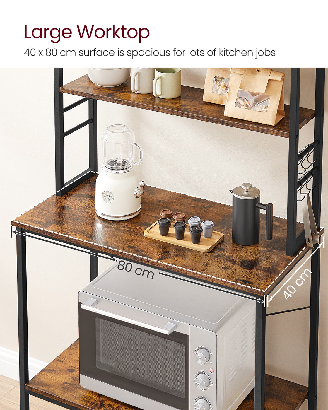 Kitchen Storage Rack with 6 Shelves and 6 Hooks - image 15
