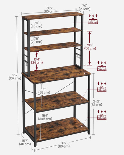 Kitchen Storage Rack with 6 Shelves and 6 Hooks - image 16