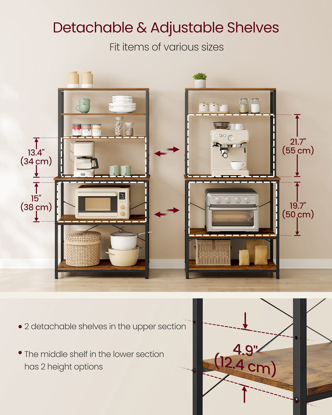 Kitchen Storage Rack with 6 Shelves and 6 Hooks - image 17