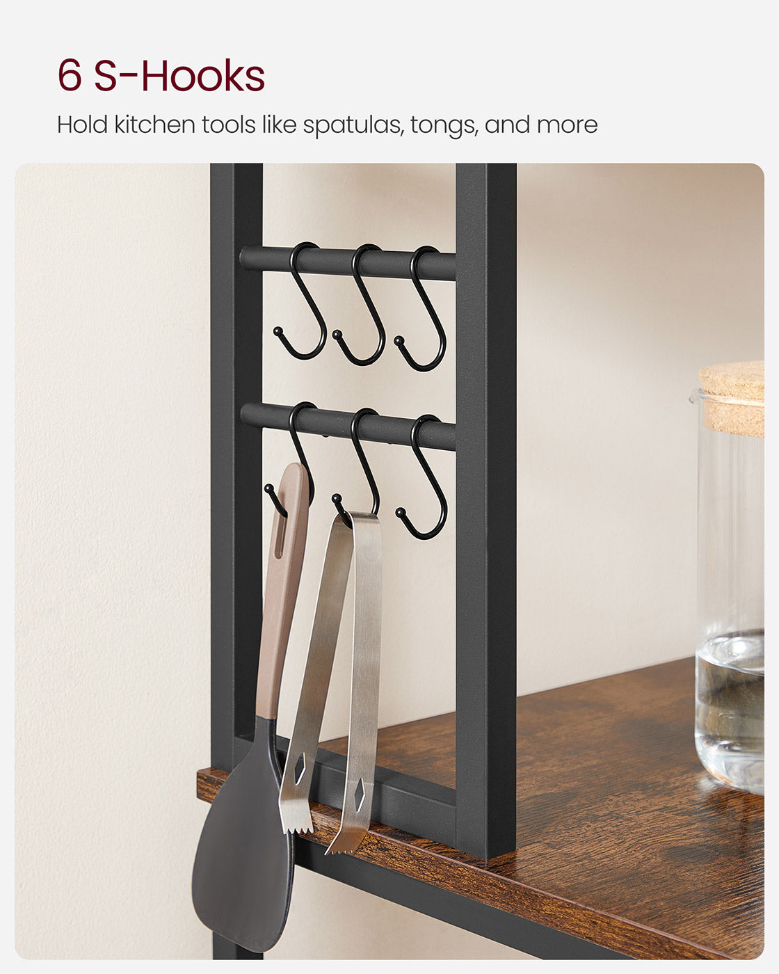 Kitchen Storage Rack with 6 Shelves and 6 Hooks - image 18