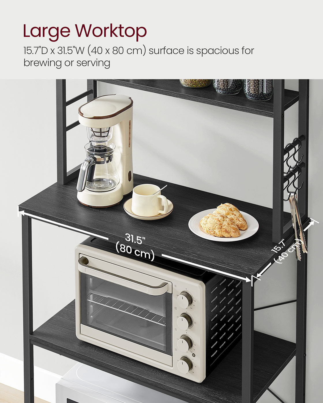 Kitchen Storage Rack with 6 Shelves and 6 Hooks - image 32