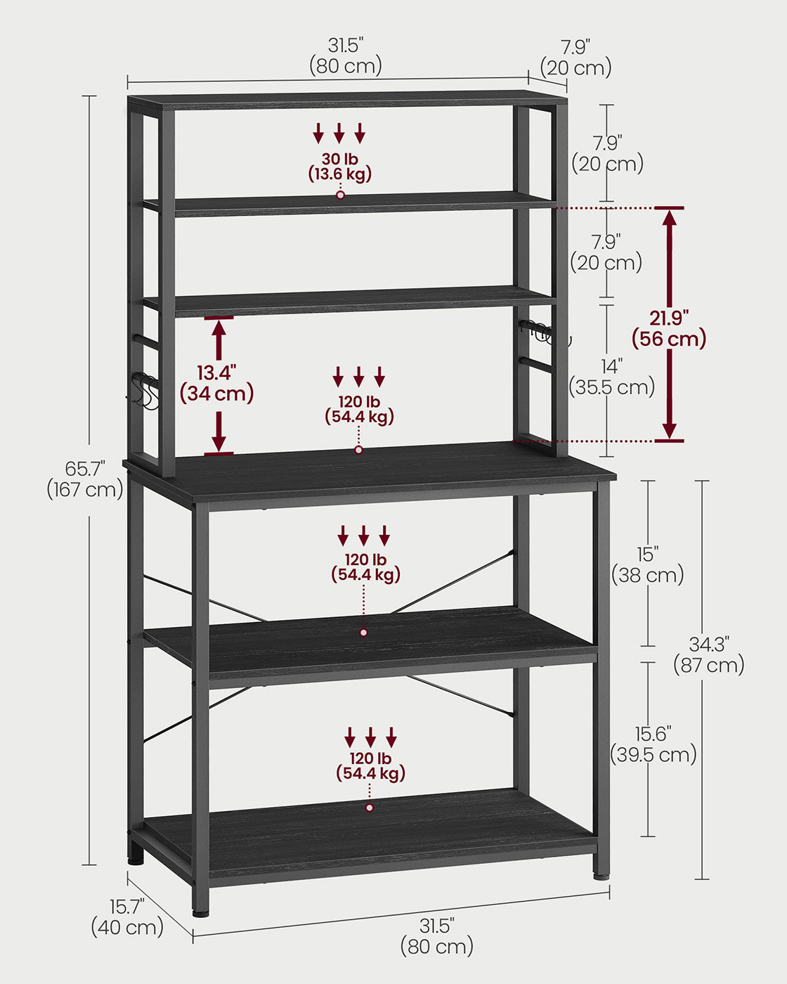 Kitchen Storage Rack with 6 Shelves and 6 Hooks - image 33