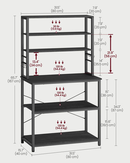 Kitchen Storage Rack with 6 Shelves and 6 Hooks - image 33