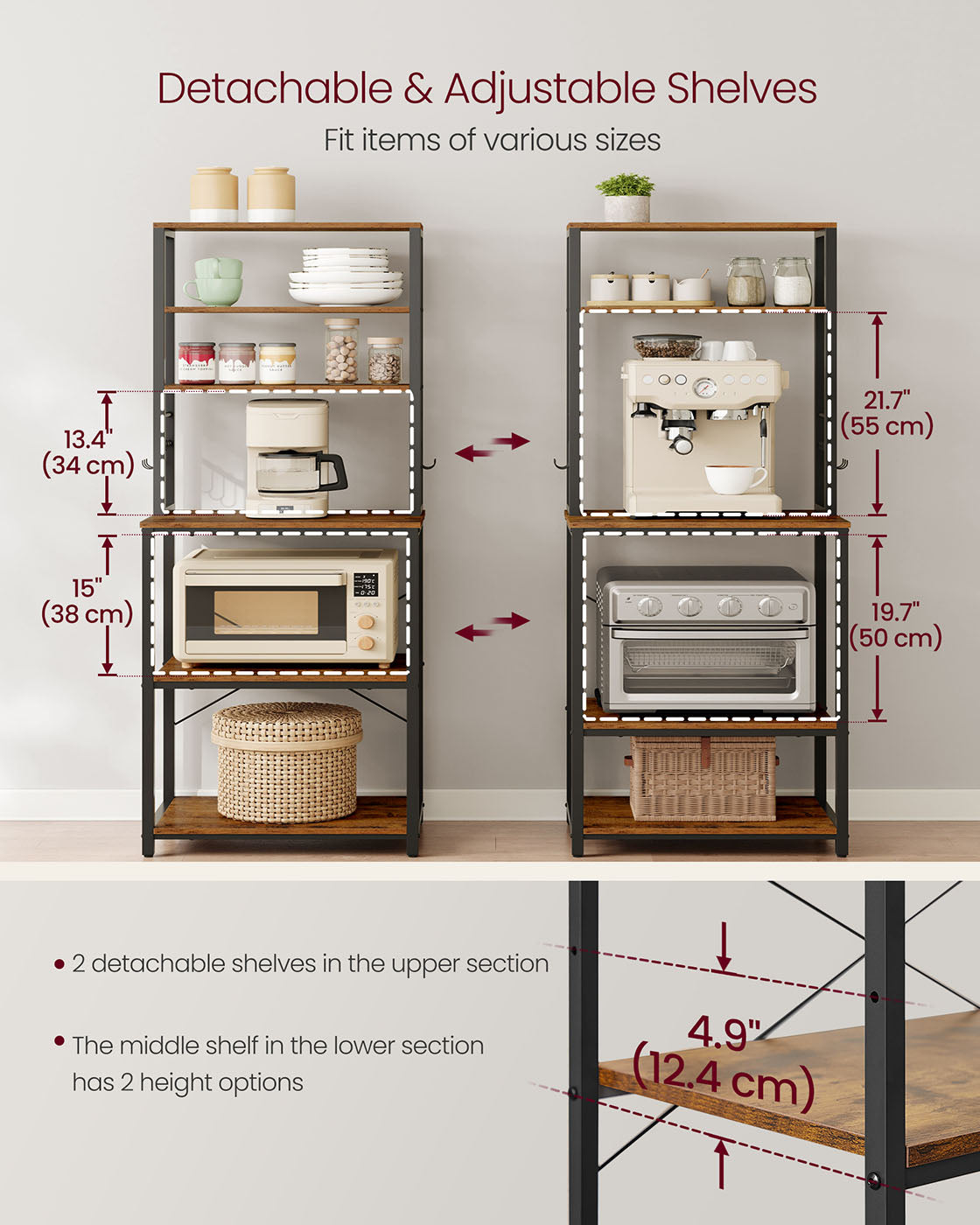 Kitchen Storage Rack with 6 Shelves and 6 Hooks - image 2